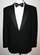 Emanuel Men  s Size 42 L Black 2 Button 100 Wool Tuxedo Jacket/Dinner Jacket