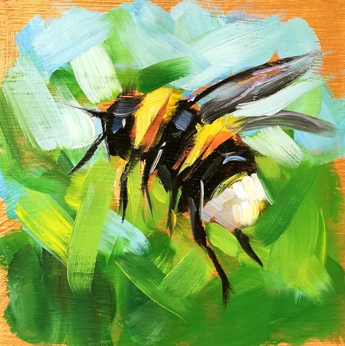 Original Oil Painting Bumbleebee Insect Art Impressionism Signed MADE TO ORDER - Picture 4 of 5