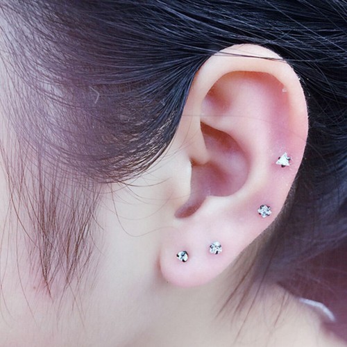 1/PCS Girl Gem Stainless Steel Earring Stud Cartilage Tragus Bar Helix Upper E # - Picture 3 of 16