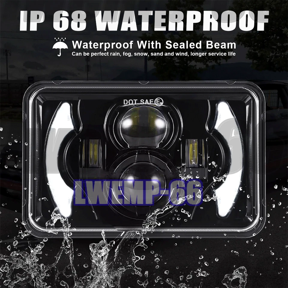 4x Faros LED de haz alto bajo para Kenworth W900 T800 para Peterbilt 357 378 4x6" Foto 4 de 4