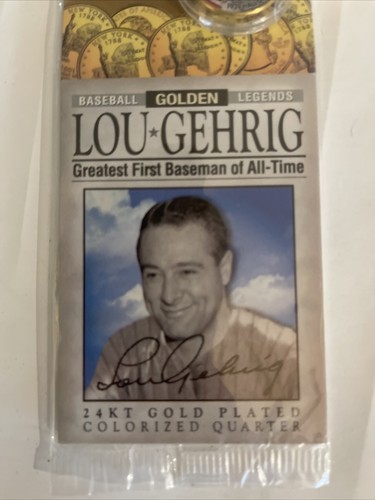 Golden Baseball Legends 24KT Gold Plated Colorized Quarter Lou Gehrig - Bild 3 von 6