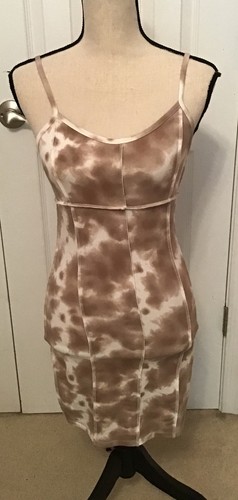 FULL TILT JR WOMENS BROWN/CREAM STRETCHY FITTED SUMMER  TIE DYE DRESS SZ S NWT! - Picture 1 of 2