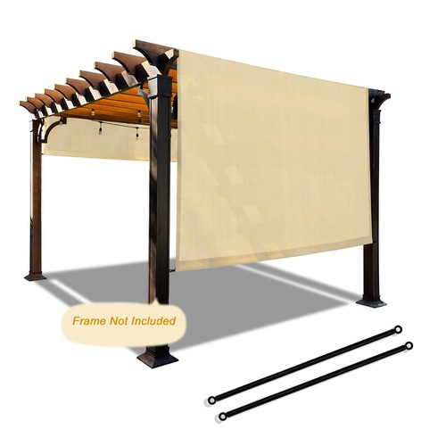 Beige Universal Pergola Shade Cover Canopy Replacement w/ Heavy Duty Metal Rods - Picture 3 of 10