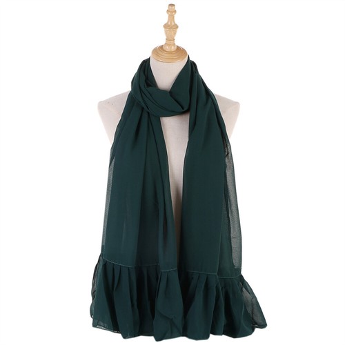 Women Chiffon Scarf Ruffle Scarves Shawl Head Wrap Turban Hijab Headscarf Stoles - Picture 19 of 23