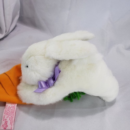 Russ Rabbit Plush Slumber Bunny In Carrot Stuffed Toy Sleepy Eyes White 10 Inch - Picture 4 of 9
