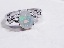 JTV Multicolor Ethiopian Opal Solitaire Rhodium Over 925 Ring 0.93ct size 7