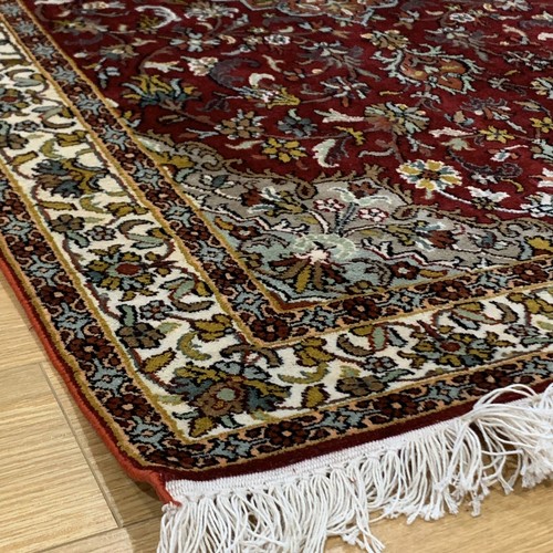 Oriental Persian Kashmir Rug Handmade Knotted Silk Carpet,Floor Room Area Decor - Picture 8 of 12