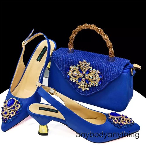Women Fashion Shoes Italian Party Shoes and Bags Set with Matching Bag - Picture 14 of 29