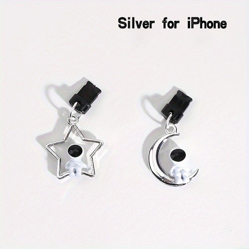 2pcs Astronaut Star Moon Phone Dust Plug Pendant Accessories For Phone Decor_Z - Zdjęcie 9 z 16