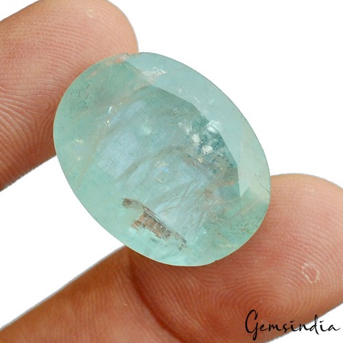 35.20 Cts Natural Untreated Brazilian Green Aquamarine Oval Loose Gem For Ring - Picture 1 of 4