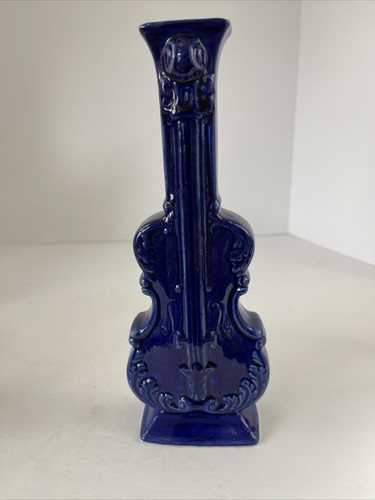 Jarrón para instrumentos de violín violonchelo de cerámica azul cobalto vintage 9"" estampado 59 - Imagen 9 de 9