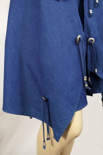 Vintage Denim Cotton Western Concho Fringe Chaps Look Skirt XS Sassa - Picture 6 of 7