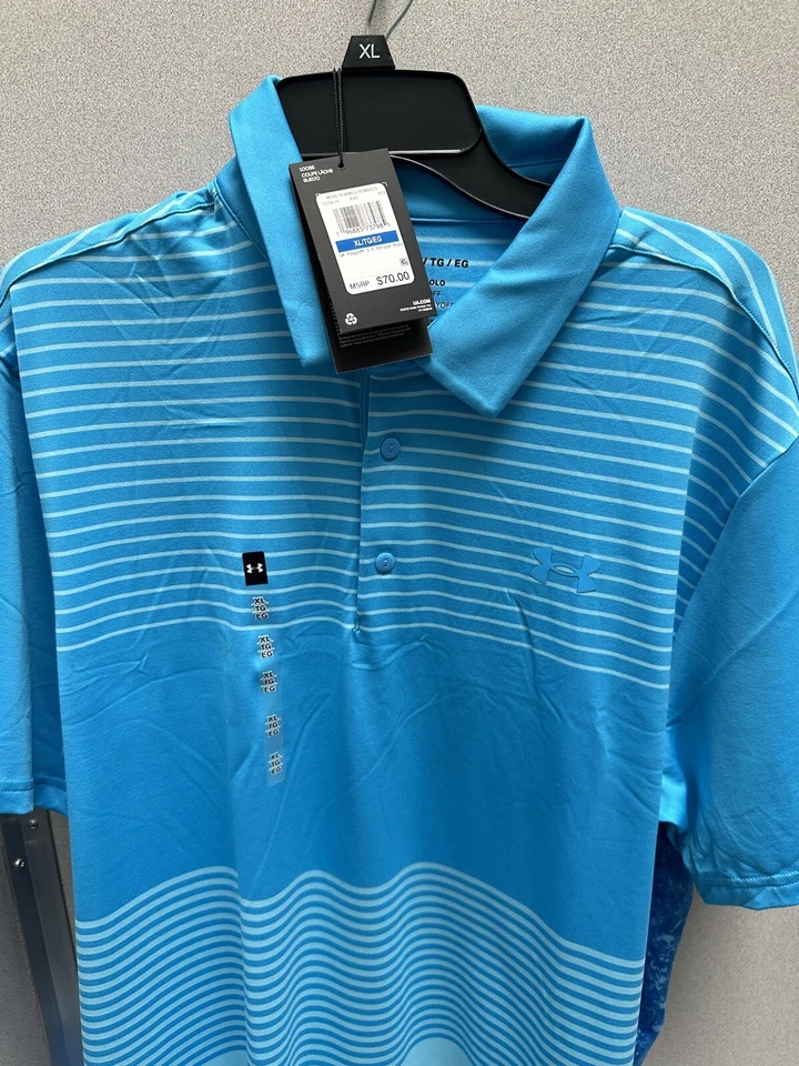 3-2025 NWT -Under Armour Mens 3.0 Printed Polos -XL Navy+blue Free Shipping - Image 3 of 4