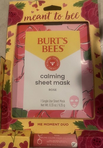 Burt's Bees Me Moment Duo Hydrating Sheet Mask & Lip Balm Rose And Lip Balms 4pc - Picture 4 of 4