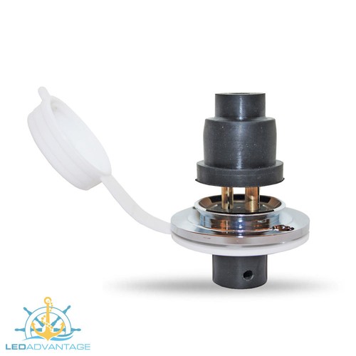 KIT DE ENCHUFE Y ENCHUFE EMPOTRADO DE LATÓN CROMADO RESISTENTE AL AGUA 12V 24V - Imagen 2 de 5