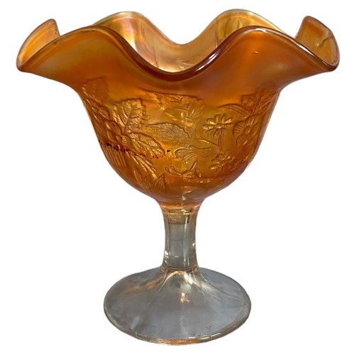 Lot of 2 VTG Carnival Glass Marigold Compote on Pedestal Dishes Fenton & Dugan - Bild 4 von 23
