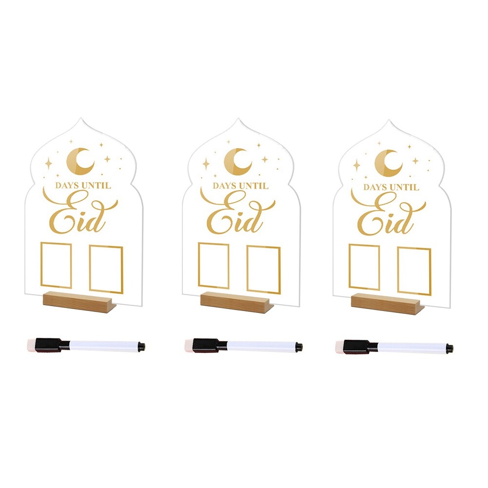 3PCS Ramadan Table Decoration Eid Mubarak Acrylic  Star Castle Tabletop3980