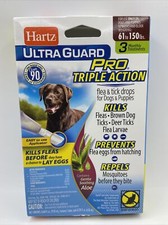 Hartz Ultra Guard Pro FLEA  TICK DROPS for Dogs  Puppies 61-150 LBS 3 Doses