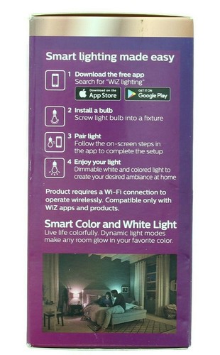 Philips 2-Pack Smart Light Bulbs Wi-Fi LED Full Color 800lm 60W Replacement - Picture 2 of 5