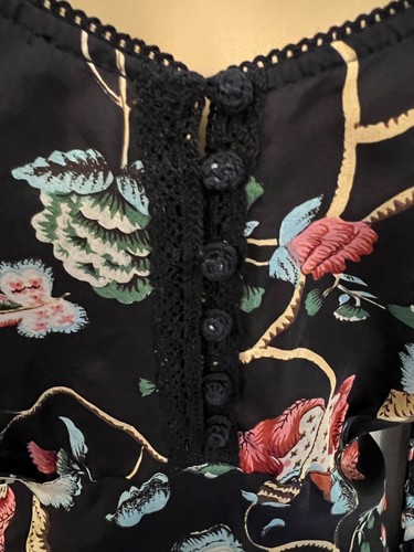 Vestido DAY Birger at Mikkelsen Mujer Negro Seda Floral Manga Larga Talla 40 UK 14 - Imagen 3 de 7