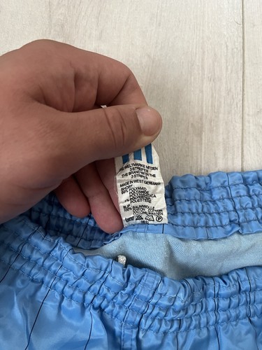 Adidas 1980s Running Nylon Shorts Made in West Germany size D7 (L) Light Blue - Picture 9 of 12