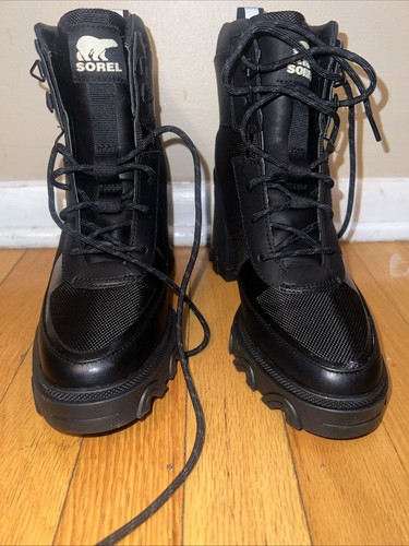 Women. NWOT"Sorel" black 4" lace up rubber soles ankle boots. Size 7.5 - Picture 2 of 7