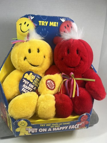 Rare DanDee Smiley Face Duo "Put On A Happy Face" Singing Plush 2001 Works - Picture 7 of 13