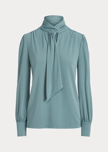 Ralph Lauren Top Bluse mit Bindeband Damen Übergröße 3X grün Jersey Strick - Bild 1 von 9