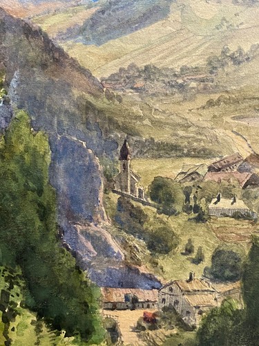 Carl WEISS (1860-1931) Gebirgsdorf-Blick ins Tal. Signiert. Mit Rahmen: 24x30 cm - Picture 4 of 6