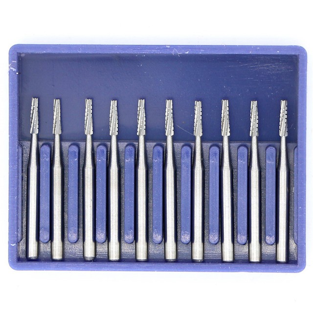 10PCS FG1957 Tungsten Carbide High Speed Dental Lab Drill Steel Burr