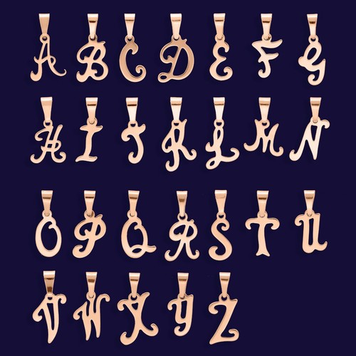 925 Sterling Silber Halskette rosevergoldet Schrift Anfangsbuchstabe personalisiert - Bild 40 von 85