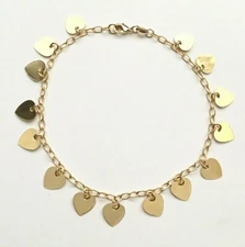 18K GOLD FILLED HEART LOVE ANKLET 10" LONG /TOBILLERA DE CORAZON 10"     -    A3