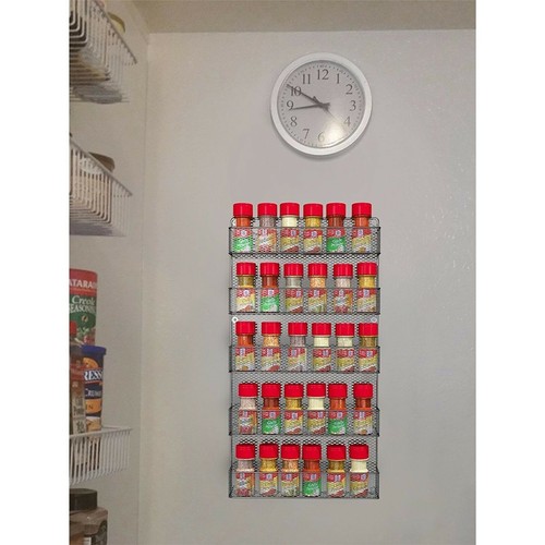 Spice Rack Organizer Metal 5 Shelves Wall Mount Pantry Kitchen Storage Herbs - Picture 4 of 5