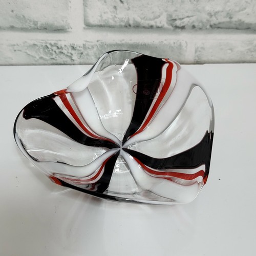 Oggetti Italy Art Glass Bowl Red Black White Swirl Design Centerpiece Decor - Bild 10 von 10