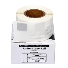 DYMO 30254 Clear Address Labels (1-1/8" x 3-1/2") - (5) Rolls of 130