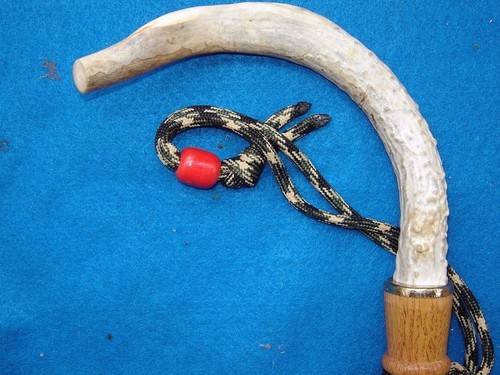 handmade golden turned OAK taper Mule DEER ANTLER handle CANE/walking-stick~gift - Picture 2 of 7