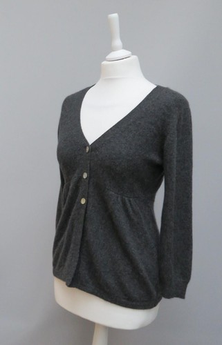 Florence & Fred 100% Cashmere Charcoal Grey Marl 3/4 Sleeve V Neck Cardigan 12 - Picture 6 of 10