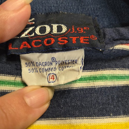 VTG 80s Izod JG Lacoste Polo Shirt Boys Size 14 Striped Short Sleeve Pop Collar - Picture 4 of 8