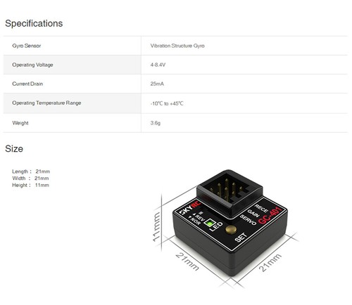 SkyRC GC301 RC Car Gyro Adjustable Stability Control System Drift Control Assist - Picture 5 of 6
