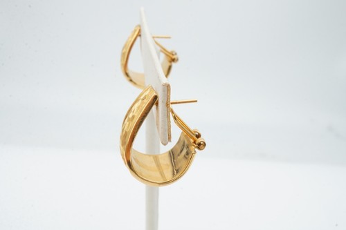 14k Yellow Gold Omega Back Earrings Textured - Picture 4 of 11
