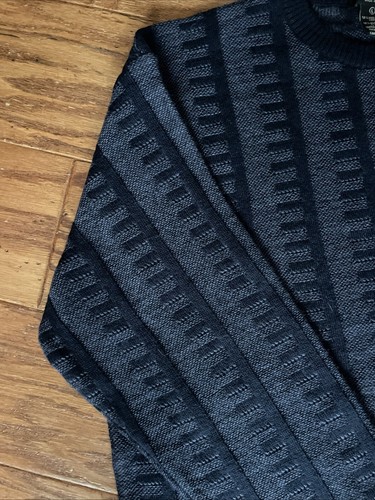 Mino Milano Italian Mens Knit Sweater SZ L Pullover Blue Long Sleeve Wool Blend - Picture 5 of 14