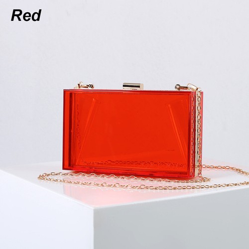 Women Clear Purse Acrylic Clutch Bag Shoulder Handbag Chain Strap Evening Party - Picture 13 of 23