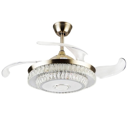 42" Crystal Ceiling Fan Light Bluetooth Speaker 7 Color Music Ceiling Chandelier - Picture 5 of 20
