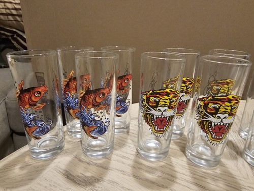Ed Hardy Tall Shooter Shot Glasses by Christian Audigier Set of 18 - 2 Ounces - Picture 2 of 10