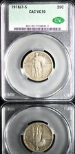 1918/7 S 25C ~ CAC VG 10 ~ Standing Liberty Quarter ~ Popular and Rare Overdate