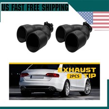 2.5 In 7 Out 8.5 Length Stainless Steel Exhaust Dual Pipe Tip Rolled Edge 2x