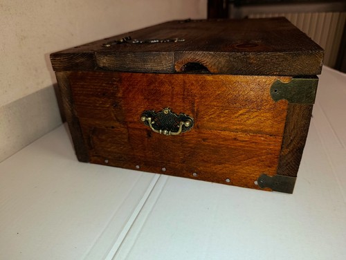 Bauletto Cofanetto Contenitore In Legno Massello Fatto a Mano Cm 49 X 30 - Foto 12 di 12