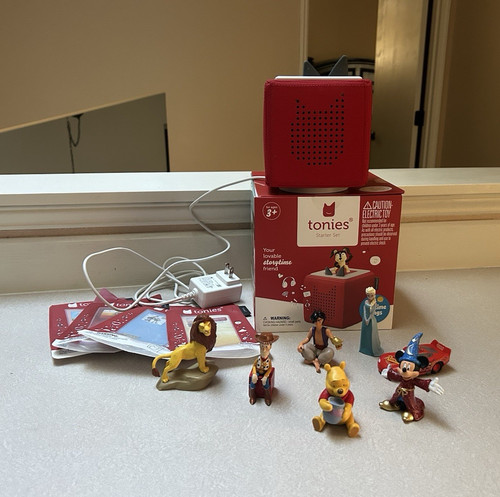 Toniebox 1 Disney/Pixar Numdle Red w/ Charging Station, Adapter & Figures
