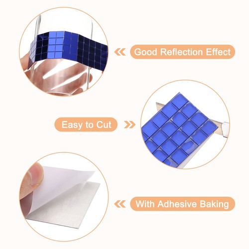 4500pcs 10 x 10 mm Self-Adhesive Acrylic Mirrors Mosaic Tiles Sticker, Blue - Picture 4 of 7