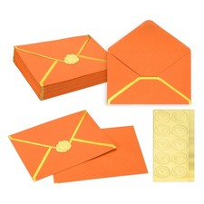50 Pcs A7 7.3x5.3" Gold Border Envelopes for Wedding Invitation, Dark Orange